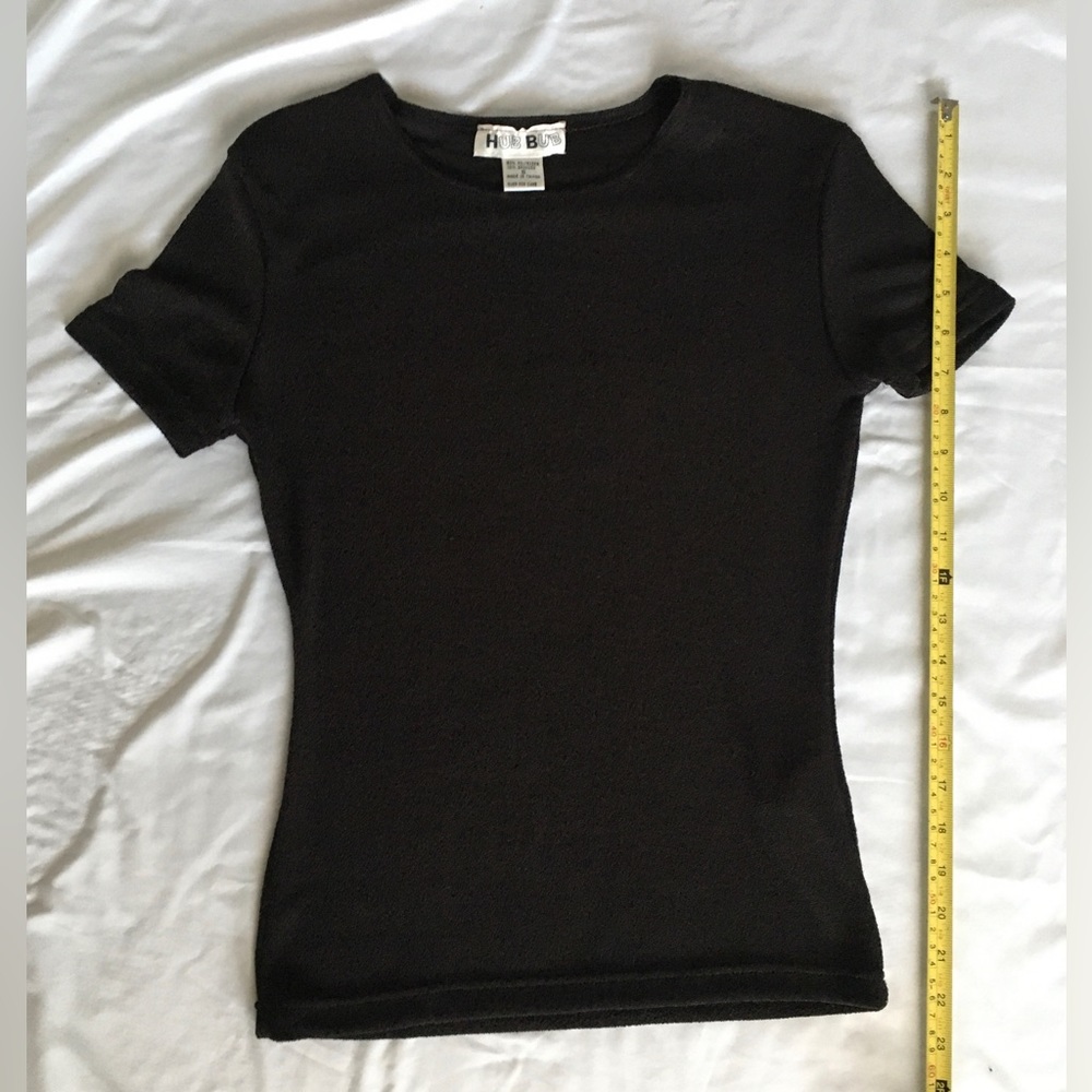 90’s HUB BUB black shortsleeved textured metallic top